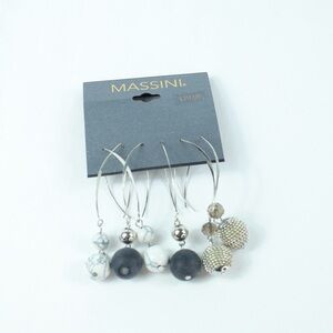 Massini Silver Jewelry Ball Earrings 3 Pack - NEW
